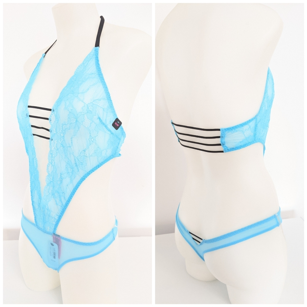 🆕 La Senza Blue Lace One piece Lingerie Size XS
